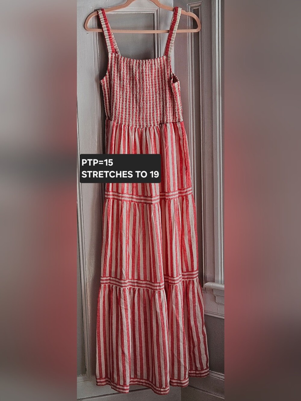 Marine Layer Red & White Striped Smocked Maxi sz M